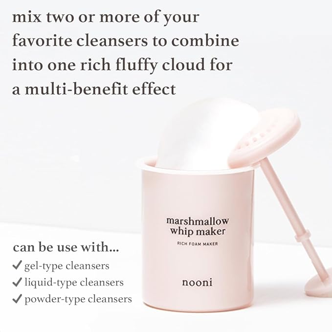 NOONI 2-in-2 Much Needed Facial Cleansing Single - Marshmallow Whip Maker | Gentle Deep Cleanser For Skincare, Rich Foam Maker For Face Wash, Gift, Remove Impurities, for All Skin Types