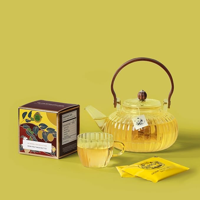 Monk Fruit Malva Nut Herbal Tea Gift Set – Caffeine-Free Throat Soothing Tea for Wellness and Immunity | 20 Bags + 100g Rock Sugar | Natural Ingredients | Holiday Gift Box for Women, Parents, Teachers