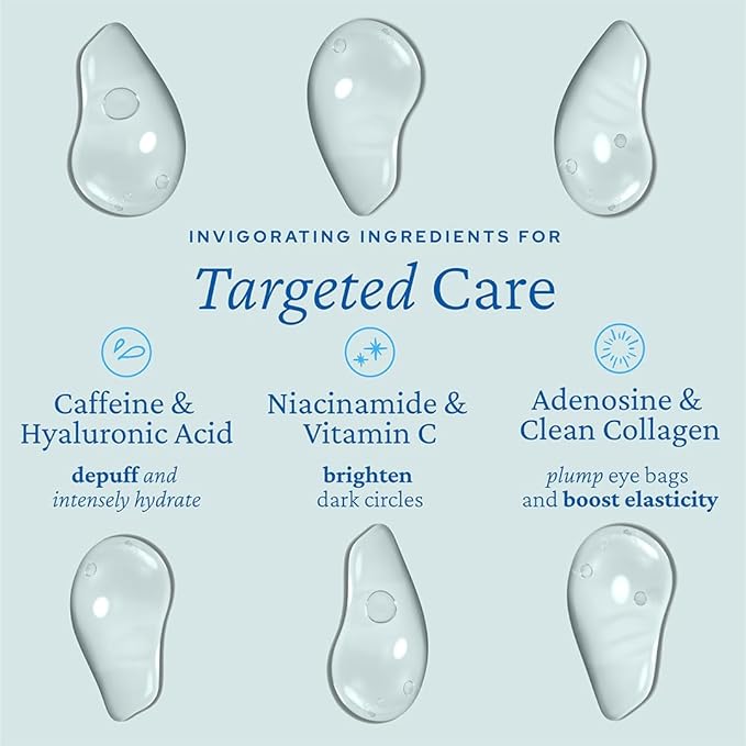 belif Aqua Bomb Cooling Eye Gel - Caffeine & Hyaluronic Acid for Puffiness & Hydration, Niacinamide & Vitamin C for Dark Circles, Adenosine & Collagen for Plumping & Firming, Korean Skin Care