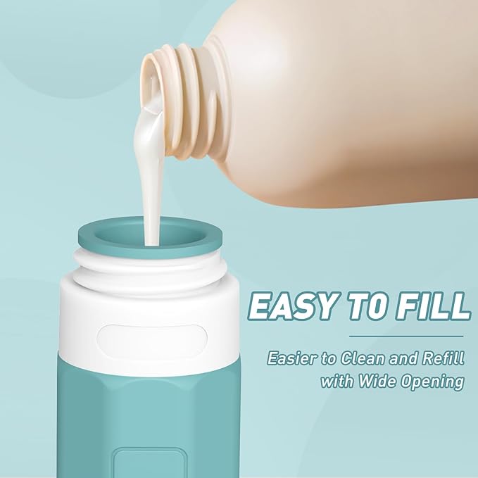 Redfly Travel Bottles for Toiletries, 3oz Tsa Approved Travel Size Containers, BPA Free Leak Proof Squeezable Containers for Toiletries, Silicone Refillable Essentials for Shampoo Conditioner Mix