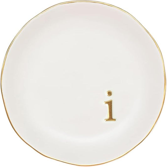 COLLECTIVE HOME - Ceramic Jewelry Tray, Decorative Trinket Dish for Rings Earrings Necklaces Bracelet Watch Keys, Birthday Mother's Day Christmas Gift for Women, 4.75", White Surface (i)