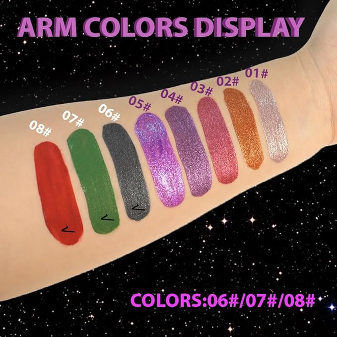 Gray Black Green Red Metallic Lipstick for Women,Glitter Sparkling Liquid Lipstick,Long Lasting Waterproof Lightweight Non-Drying Bold Dark Lip Gloss for Gothic Stage Makeup,Vegan