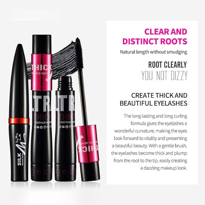 Gecom Black Lash Extending & Volumizing Mascara Set - Black Mascara for Instant Length, Volume & Curl - Waterproof, Smudge-Proof & Up To 18H Wear