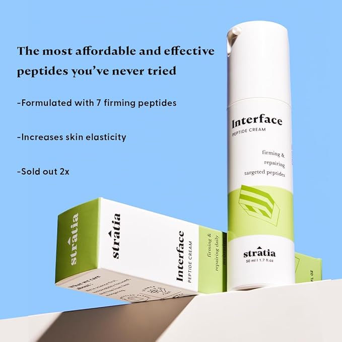 Stratia Interface Daily Moisturizer with Peptides for Hydration & Repair, Suitable for All Skin Types, 1.70 Fl Oz (Pack of 1)