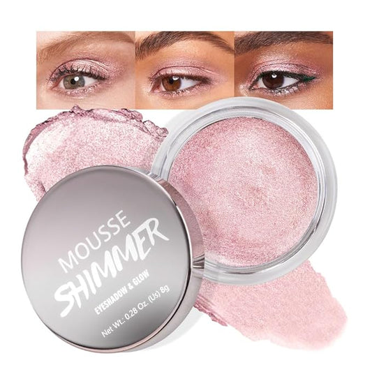 Rose Pink Mousse Shimmer Monochrome Eyeshadow, Neutral Matte Cream Monochrome Eye Shadow Pallette, Long-Lasting Waterproof Blendable sombras para ojos, Mini Eyeshadow(02#, Pack of 1)