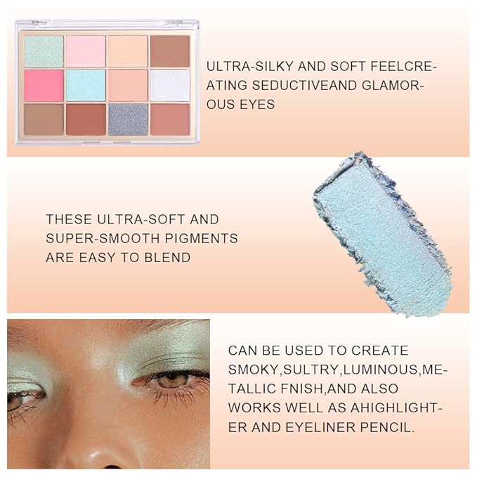 Nude Silver Brown Eyeshadow Palette,Natural Neutral Soft Small Cream Light Colors Eyeshadow Palette,Eye Shadow Palette Long Lasting Naturing-Looking Make Up Pallets for Women,Vegan