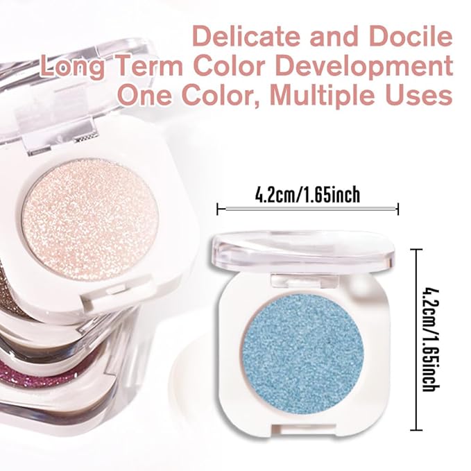 Single Glitter Shimmer Sparkle Eye shadow Palette Makeup, Sky Blue Metallic Eyeshadow for Women, Pigmented Waterproof Sombras Para Ojos, Vegan, Talc, Paraben & Cruelty Free, 32