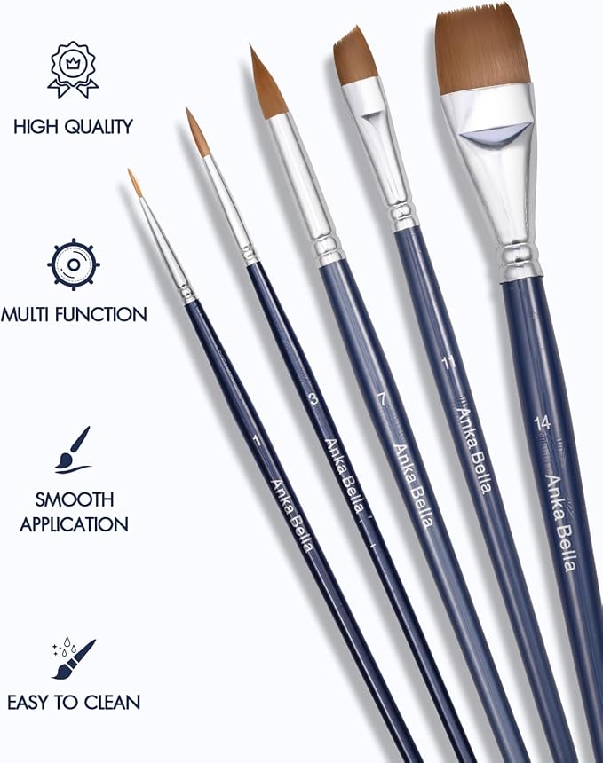 Anka Bella Professional Face Paint Brushes Set,5pcs Artist Face Paint Brushes for Drawing Lines/Water Drop/Petal/Butterfly/Rainbow etc