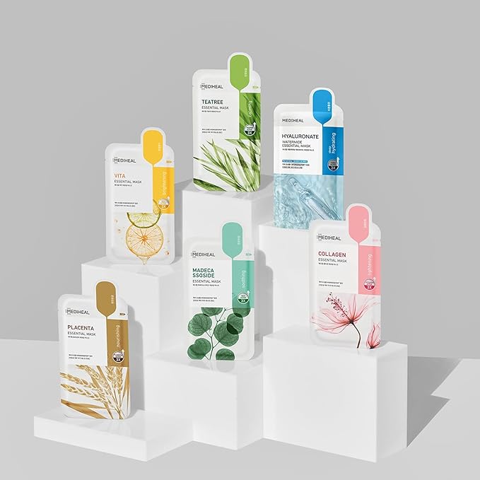 Mediheal Sheet Mask Essential Heroes 20 Variety Pack Korean Skincare Routine, Hydrating Facial Sheet Mask Combo, Daily K-Beauty Skin Therapy