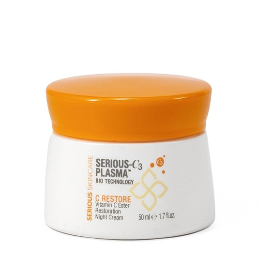 Serious Skincare - Serious-C3 Plasma Vitamin C Restore - Restoration Night Cream for Deep Hydration - Hydrolyzed Collagen - Hydrating Moisture for Face and Neck - 1.7 oz.