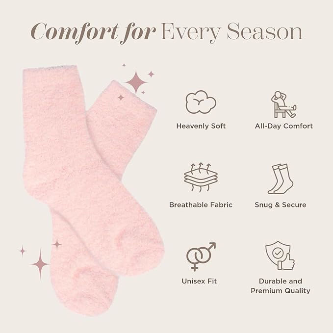 Fuzzy Socks for Women & Men - Cozy Cloud Socks for Sleeping, Gifts, Spa, Travel, Stress Relief, Lounge Wear
