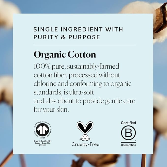 Sky Organics Organic Large Oval Cotton Pads, 100% Pure Organic Cotton, GOTS Certified Cotton, 240 Count, Dual Textured Design, for Makeup Removal, Cleansing, Toner Application