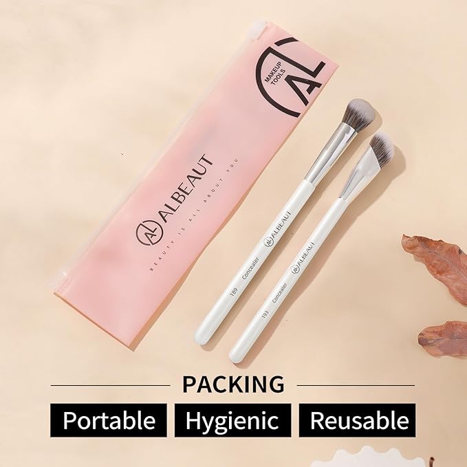 Concealer Makeup Brushes Set, Angled Under Eye Brightening Brushes for Liquid, Cream, Stick Concealer Foundation Nose Contour Eyeshadow Blending (189193)