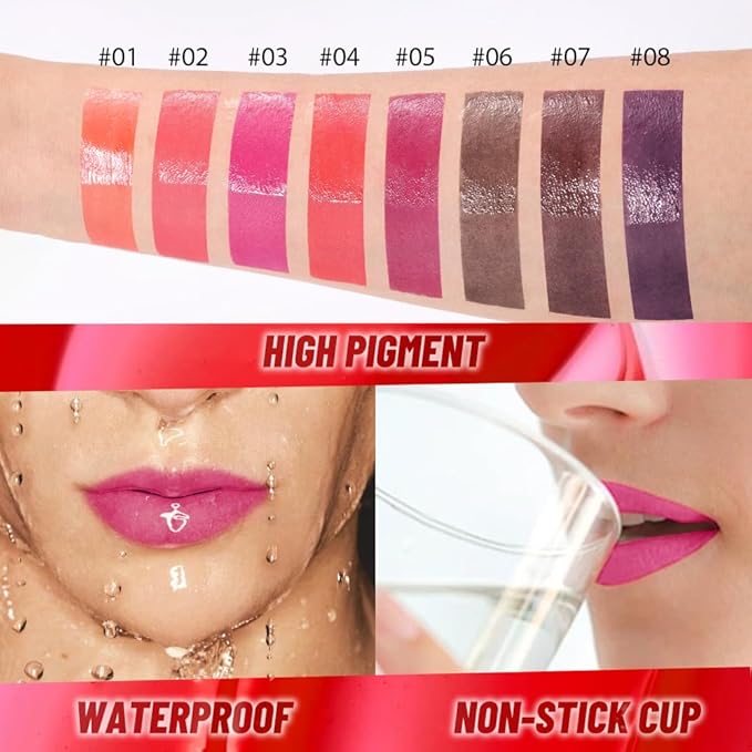 Hot Pink Lip Stain Peel off Lip Oil Dual Ended Combo Set, 2 in 1 Lips Liner Stain Oil Peel off Long Lasting Waterproof, High Pigmented Flawless Lips Tint Stick Not Faded Vegan & Cruelty-free 03#