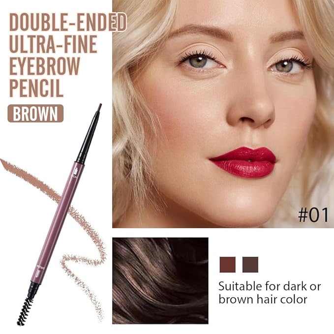 Brown Eyebrow Pencils for Women,with Spoolie Brush,Eyebrow Pencil Soft Textured,Waterproof Sweat-proof for Fills in Sparse Areas and Gaps Create a Natural Eye Brow,Vegan & Cruelty-Free