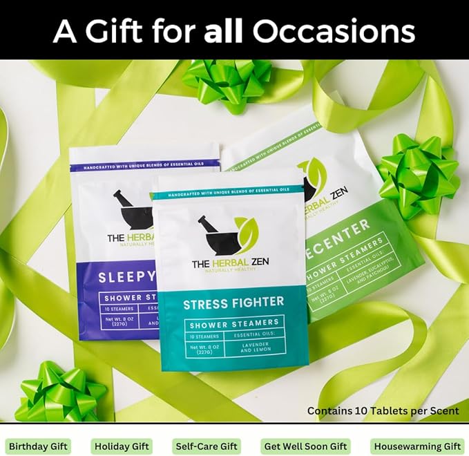 Bulk Shower Steamers with Essential Oils Combo Set by The Herbal Zen (3 Packs of 10 Tablets, Value Set), Bulk Shower Bombs, Relaxation Gift for Women and Men, Birthday Gifts, Mothers Day Gift