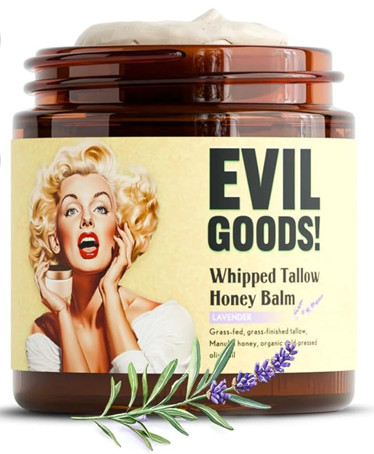 Whipped Beef Tallow and Honey Balm Moisturizer for Skin, Face, Lips, Body - Lavender