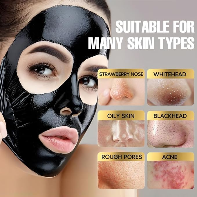 6Pcs Black Charcoal Face Mask Peel Off Men, Black Head Remover Facemask, Black Activated Charcoal Face Mask Skincare peel off, Blackhead Remover Strip Facial Mask for All Skin Types, 6g*6