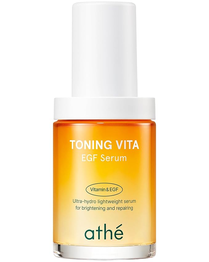 ATHE Toning Vita EGF Serum - Korean Skin Repairing Serum with Vitamin C - Hydrating & Soothing Hypoallergenic Ampoule for Day & Night Use, 1.01 fl.oz.