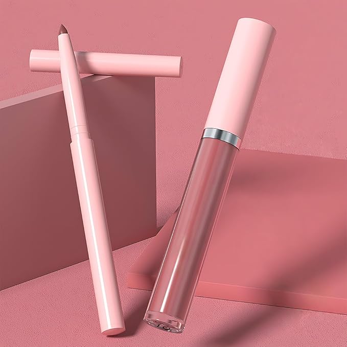 AMY'S DIARY 2pcs Matte Dark Red Lip Liner & Lipstick Makeup Set, Liquid Lipstick 24H and Lip Liner Set Matt Liquid Lips Make Up Waterproof Long Lasting (10#, 2 Pcs Set)