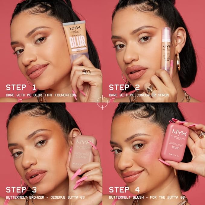 NYX PROFESSIONAL MAKEUP Buttermelt Powder Blush, Fade and Transfer-Resistant Blush, Up to 12HR Make Up Wear, Vegan Formula - All The Butta