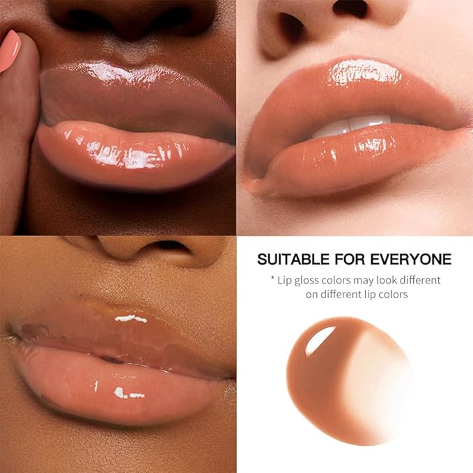 Brown Nourishing Lip Plumper Gloss, Orange Moisturizing High Shine Lip Glow Oil, Long Wear Hydration Mini Liquid Lipstick Makeup, Fresh Lightweight Glossy Plumping Lip Gloss for Women (08#)