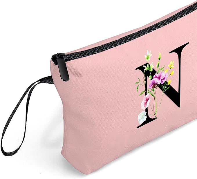 Appreciation Initial Monogram Gifts for Sisters from Sister Employees Team Bride Womens Unique Mom Personalized Makeup Cosmetic Bag with Mirror Mothers Day Christmas Graduation N