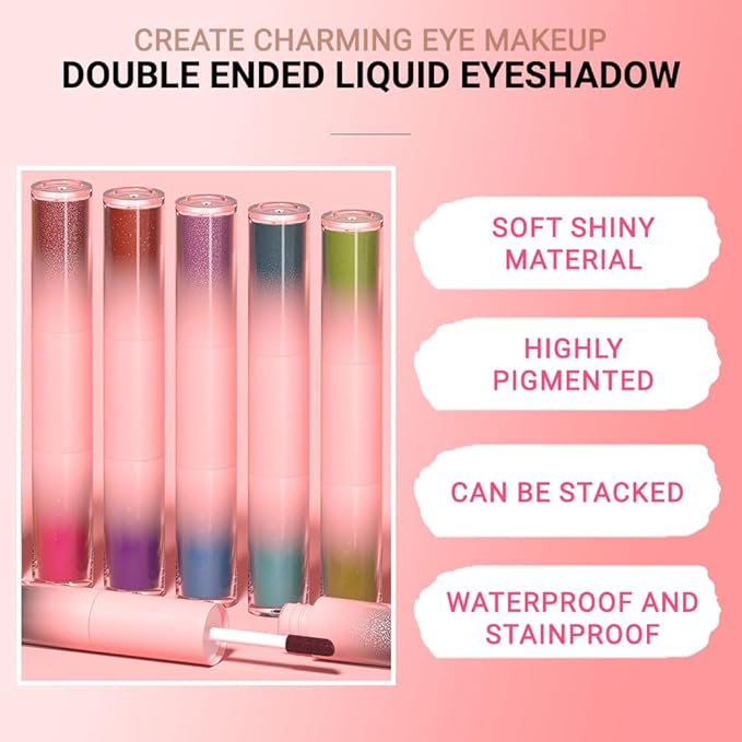 evpct Dual-Ended Shimmer to Glitter Liquid Eyeshadow, Shimmer and Glitter eyeshadow makeup in one stick, Easy Style Formula, Waterproof & Long Lasting Eye Shadow, Matte 02#