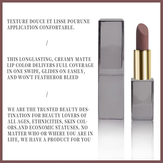 Brown Matte Cream Lipstick,Velvet Waterproof Long Lasting Smudge Proof for Women Lip Stick,Magic Lipstick 24 Hours Original Lip Liner Makeup,labiales mate 24 horas originales,Vegan,1 Count
