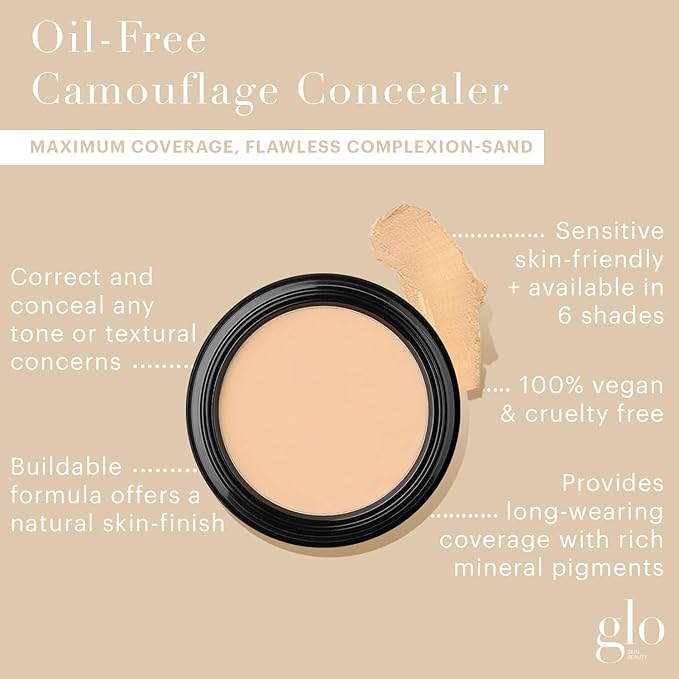 Glo Skin Beauty Oil-Free Camouflage Concealer - Correct and Conceal Imperfections, Blemishes & Dark Spots, Nourishing Makeup for a More Even Complexion (Sand)