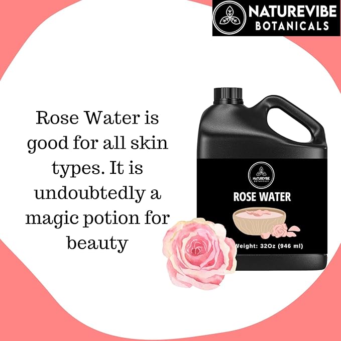 Naturevibe Botanicals Rose Water Hydrosol 946ml | 100% Pure and Natural | Great for Skin Care and Hair Care