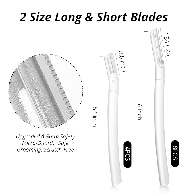 Dermaplane Razor for Women Face, 12 Pack Eyebrow Razor, Facial Razors with Micro Safety Blades, Peach Fuzz & Dead Skin Remover, Exfoliating for Smoother Skin & Easy Hair Removal