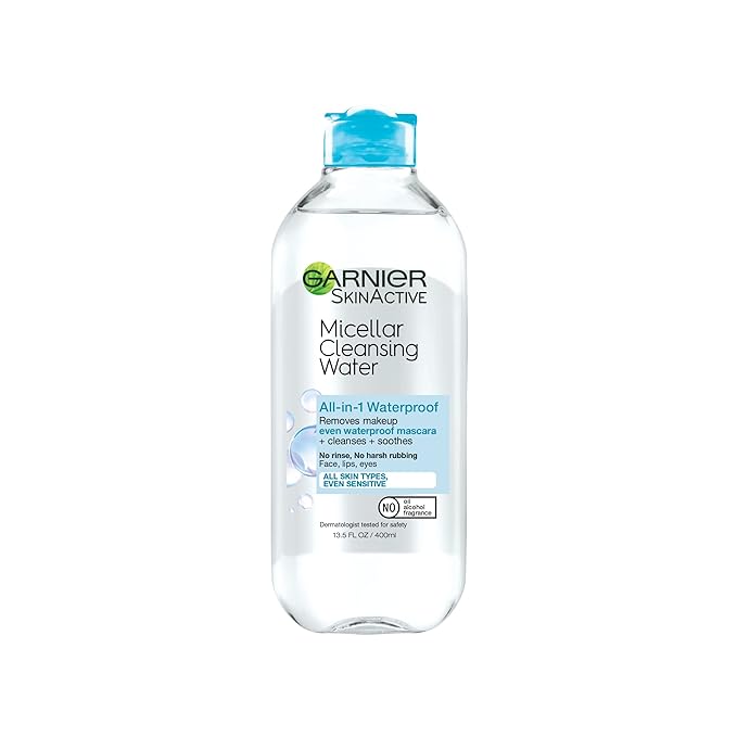 Garnier Micellar Water For Waterproof Makeup, Hydrating Facial Cleanser & Makeup Remover, Suitable for Sensitive Skin, Vegan, Cruelty Free, 13.5 Fl Oz (400mL), 1 Count