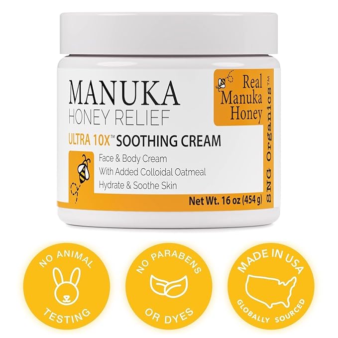 Super Natural Goods Manuka Honey Cream (16oz) – Hydrating Lotion for All Skin Types Suitable for Kids and Adults | Moisturizing Body Cream with Real Manuka Honey Aloe Vera Juice and Cocoa Butter