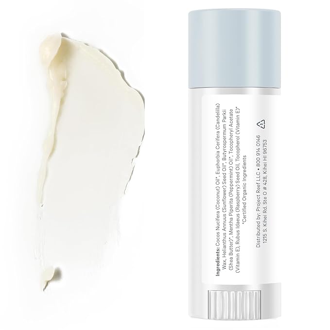 Project Reef Herbal Peppermint Lip Balm – Vegan, Reef-Safe & Hydrating Lip Care with Organic Peppermint, Shea Butter & Vitamin E – Natural Sunburn Relief & Daily Care, 0.15 oz, 2 Pack