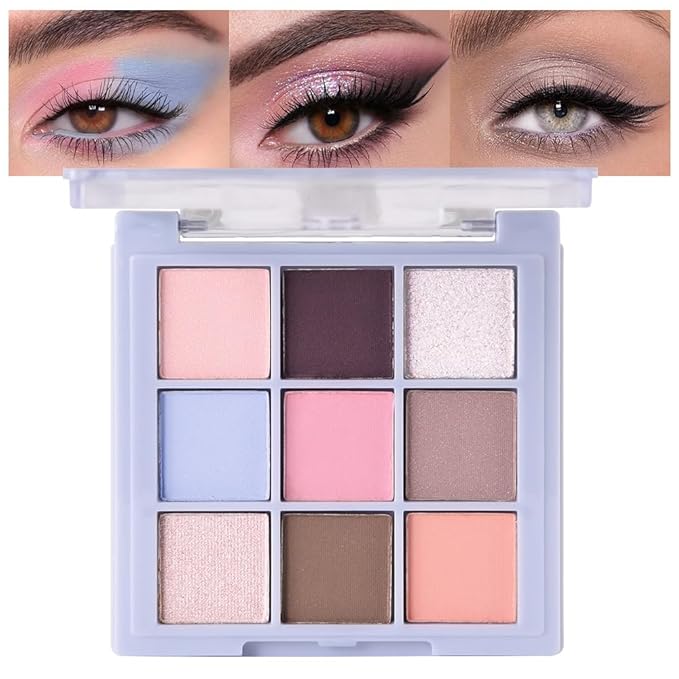 Pink Brown Matte Shimmer Eye Shadow Palette for Eye Makeup, High Pigmented Neutral Nude Silver Shadow Primers Powder Palet de sombras de ojos for Long Lasting Naturing-Looking