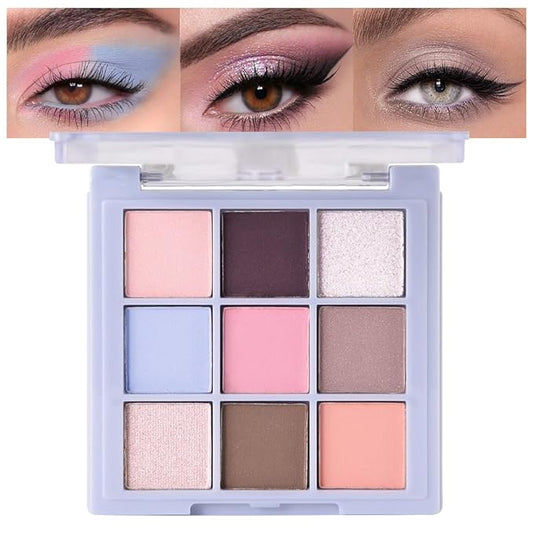 Pink Brown Matte Shimmer Eye Shadow Palette for Eye Makeup, High Pigmented Neutral Nude Silver Shadow Primers Powder Palet de sombras de ojos for Long Lasting Naturing-Looking