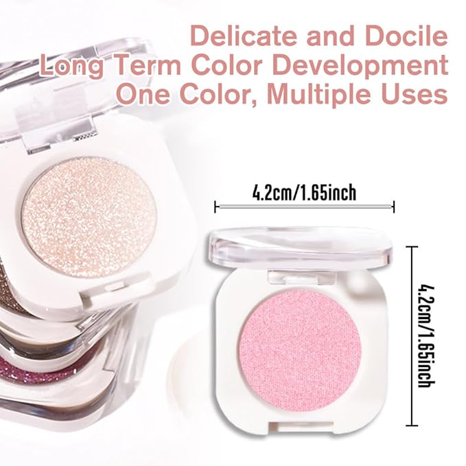 Pink Shimmer Eyeshadow Palette for Women, Single Monochrome Eye Shadow Makeup, Shiny Pressed Powder, Blendable Natural sombras para ojos, Holographic,Vegan,Travel -29