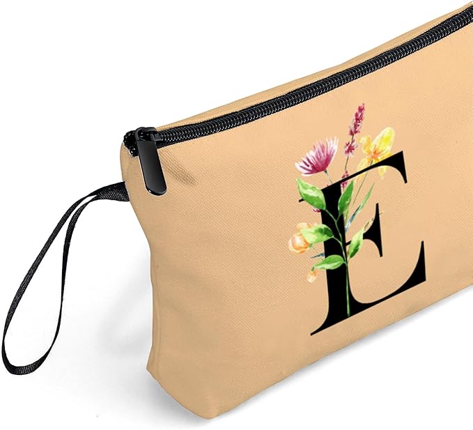 Women Birthday Unique Bride to be Bridal Shower Initial Gifts for Mom Sister Friend Her Teacher Aunt Makeup Cosmetic Bag with Mirror Mothers Day Christmas Graduation E
