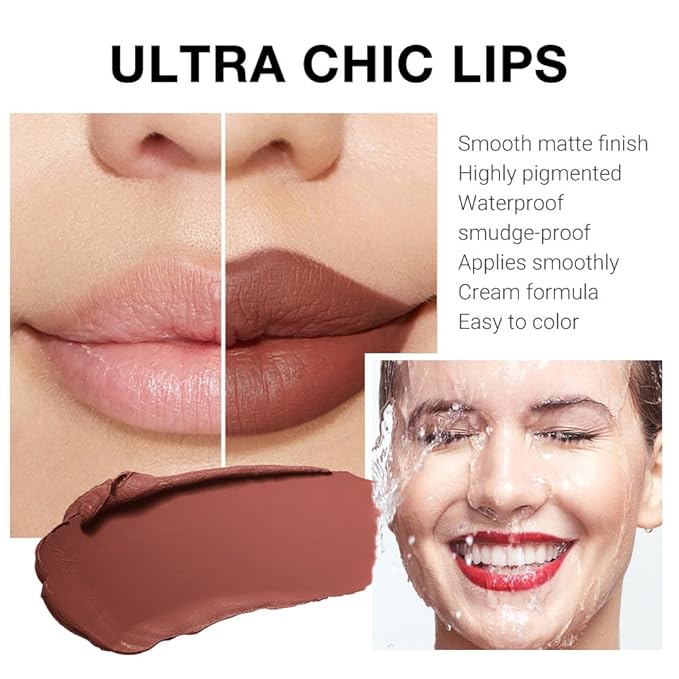 evpct Nude Brown Matte Creamy Lipstick for Women, Long Lasting Waterproof Velvet Lipstick, Lip Stick Crayon Buildable Blendable Creamy Color, Longwear Lip Makeup Cruelty-free 24 hours original, 06