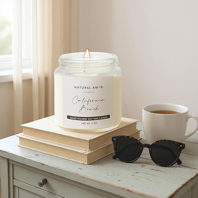 Natural Amor Handmade Bath Body Gift Set,6 pcs Self Care Gift for Women,Includes Soap Bar, Bath Bomb, Clay Mask, Candle- Thank you Gift for Pampering