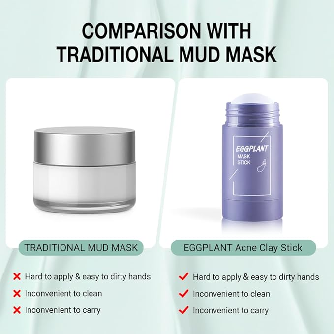 Clay Mask For Face, Blackhead Remover For Face, Deep Pore Cleansing, Moisturizing, Skincare Facial Mask for Refining Pores and Controlling Oil (Eggplant)