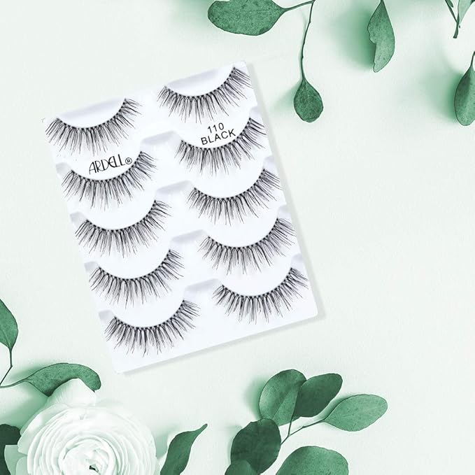 Ardell Natural False Eyelashes 110 Black - Eye-Lifting Effect Eye Makeup, Natural Look Strip Lashes - 5 Pairs, 2 Pack
