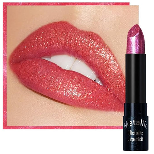 Kaely Glitter Metallic Lipstick, Shimmer Metallic Lipsticks for Women, High Pigmented Lip Gloss Long Lasting Waterproof Smudge Proof 24 Hour, Halloween Makeup, Vegan & Cruelty-Free, 09