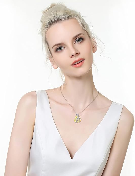 ASELFAD Butterfly Love Heart Pendant Necklace with Crystals, Anniversary Birthday Jewelry for Women Mom Grandma Wife Girlfriend