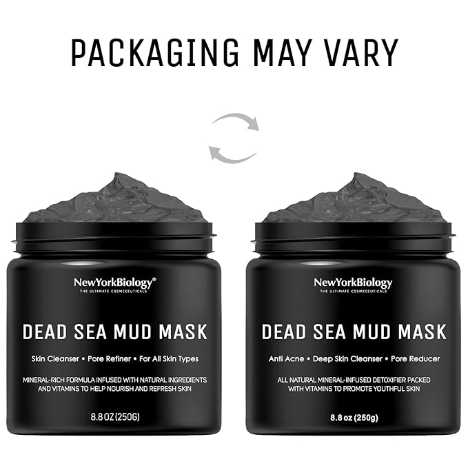 New York Biology Dead Sea Mud Mask for Face and Body | Spa Quality Pore Refiner for Oily Skin | Natural Skincare for Women & Men | Tighten Skin for A Healthier Complexion | 8.8 oz