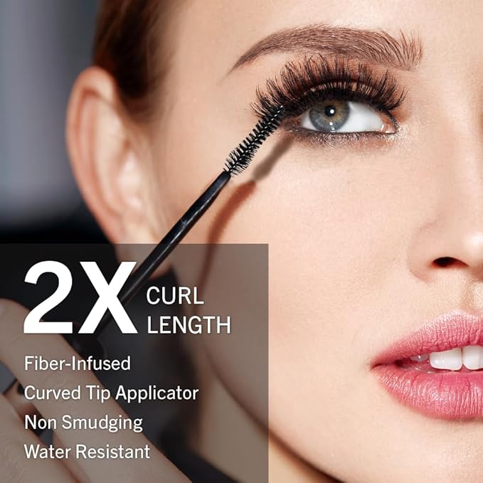 Xtension Fiber Mascara for the the 3D Lash Effect - Lengthening Mascara with Curling Lashes, Full and Lightweight Lashes, Flake proof and Water-resistant Formula, Cruelty Free