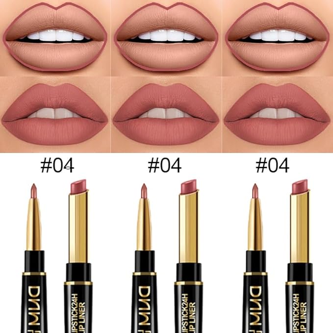 evpct 3Pcs Dusty Antique Rose Lip Liner and Lipstick Set Kit for Women Nude Beige Mauve Matte Fall Lipstick Shades Set Lip Stain Long Lasting Lipstick 24 hour Waterproof and Lip Liners Pencil Set