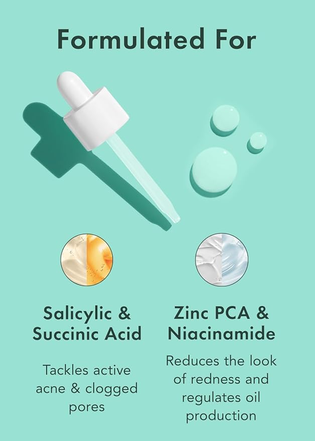 Rael Serum for Face, Miracle Clear Complete Acne Treatment - 1.5% Salicylic Acid, 2% Niacinamide, 0.5% Zinc, Pore Minimizer, Even Skin Tone, Korean Skincare (1 fl oz, 30ml)