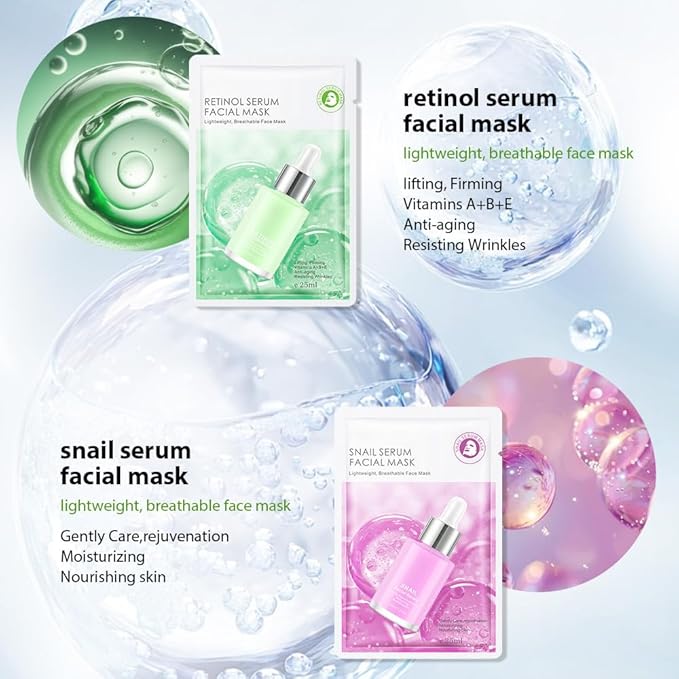 Face Sheet Mask Skincare,Hydrating Spa Face Mask For Sensitive Skin,Moisturize,Nourish for All Skin Types,Natural Skin Care Spa Face Mask for Women Men Girls,Pack of 6